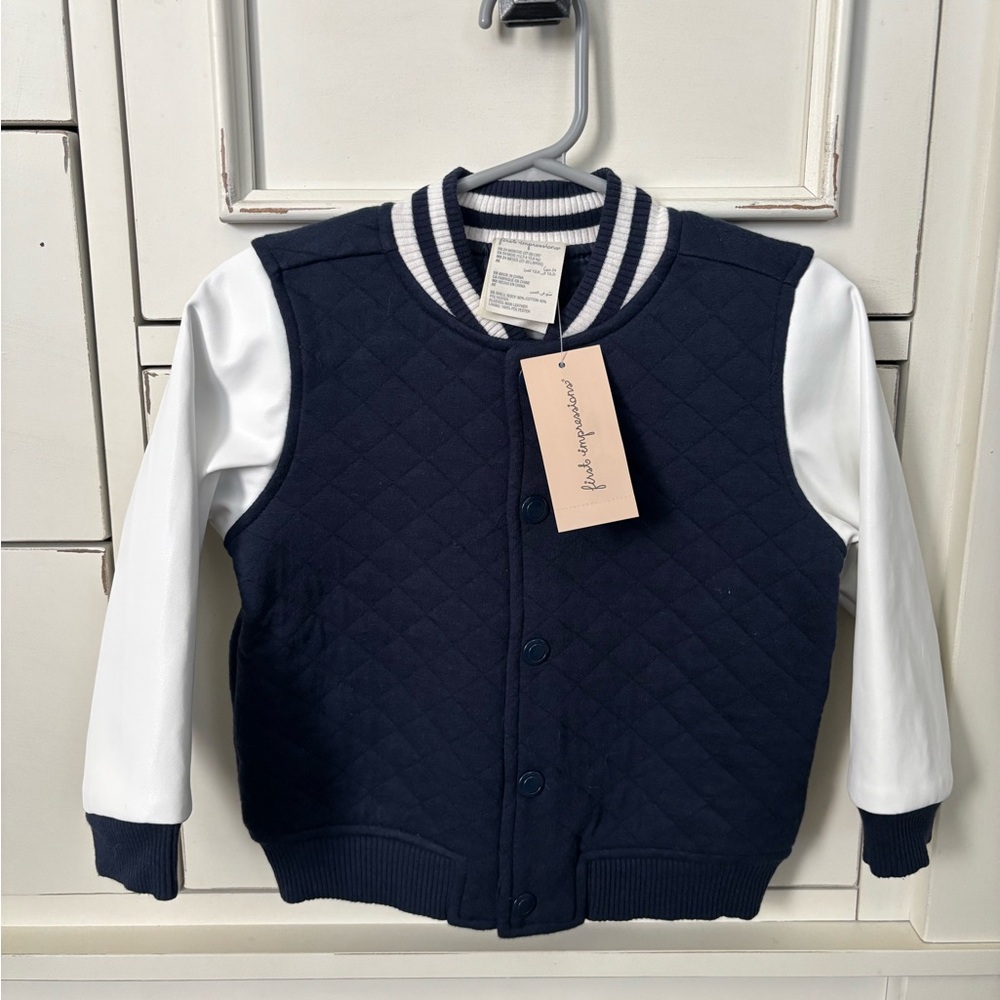 First Impressions Baby Toddler Blue and White Quilted Jacket NWT 24mo